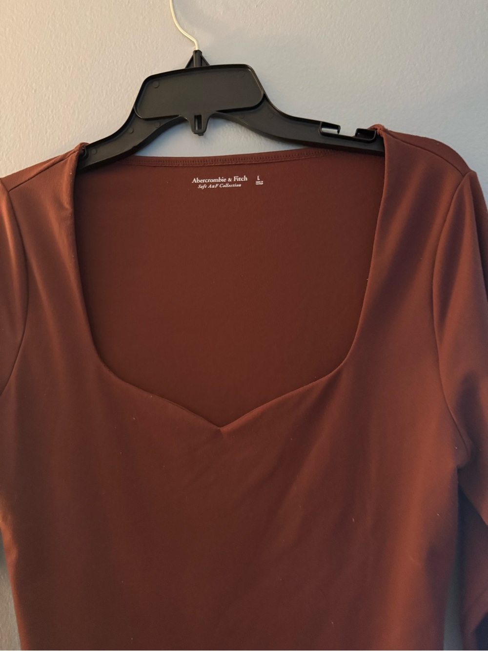 Abercrombie & Fitch Long-Sleeve V-Neck Bodysuit - Rust - Picture 3 of 5